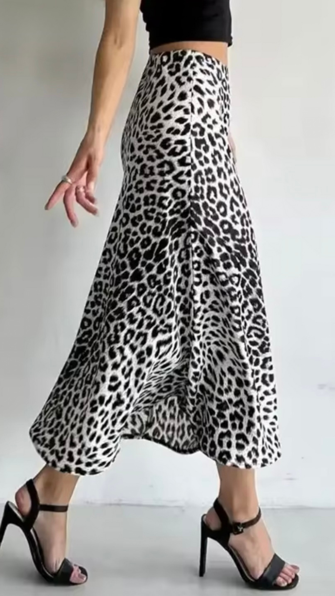 Lyles Leopard Print Satin Midi Skirt