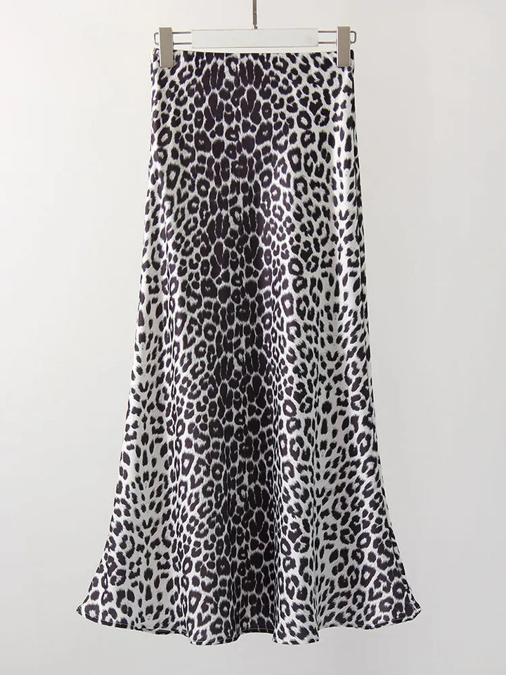 Lyles Leopard Print Satin Midi Skirt