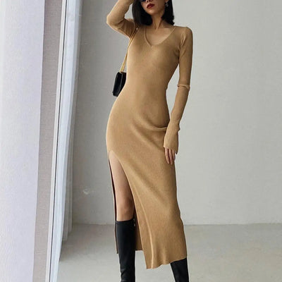 Fall Feelings Ribbed Bodycon Midi Dress