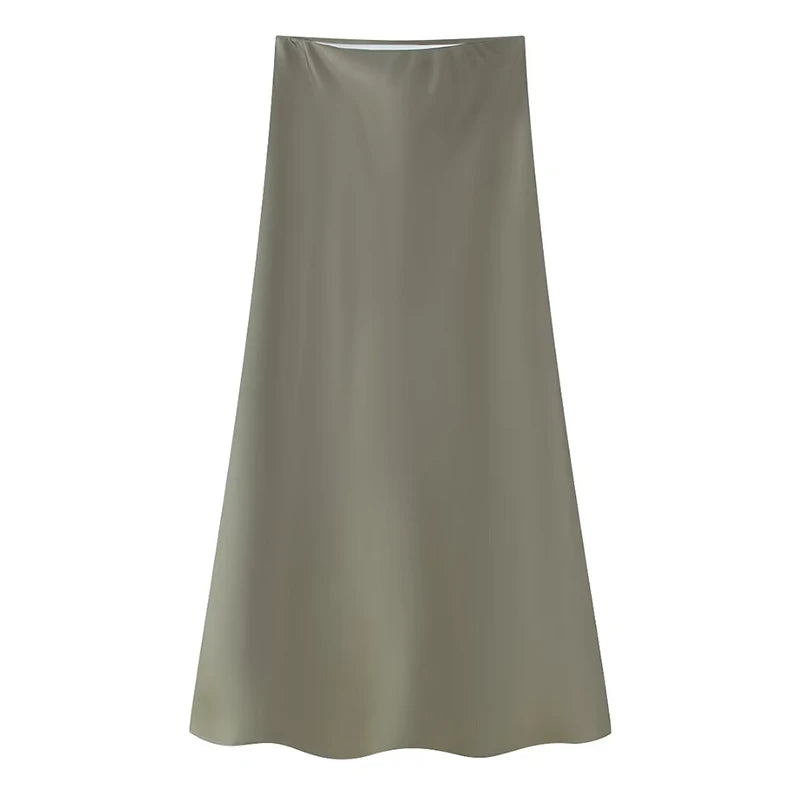 Aurora Satin Long Midi Skirt