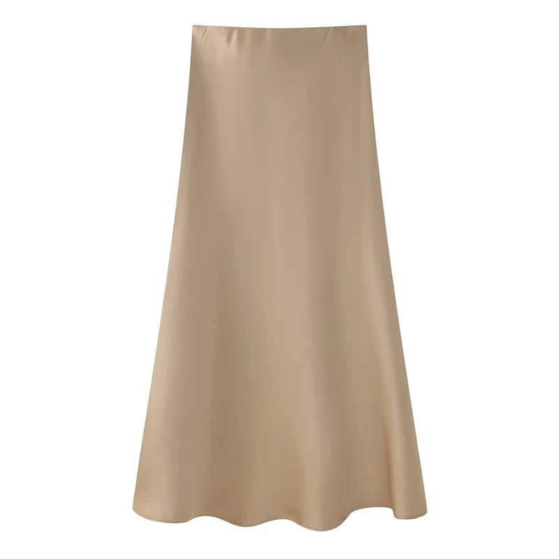 Aurora Satin Long Midi Skirt