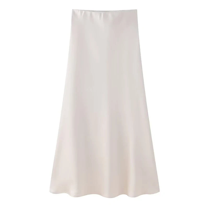 Aurora Satin Long Midi Skirt