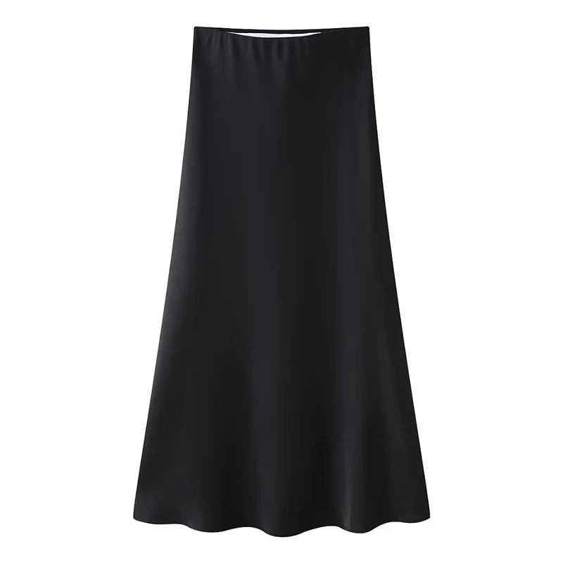 Aurora Satin Long Midi Skirt