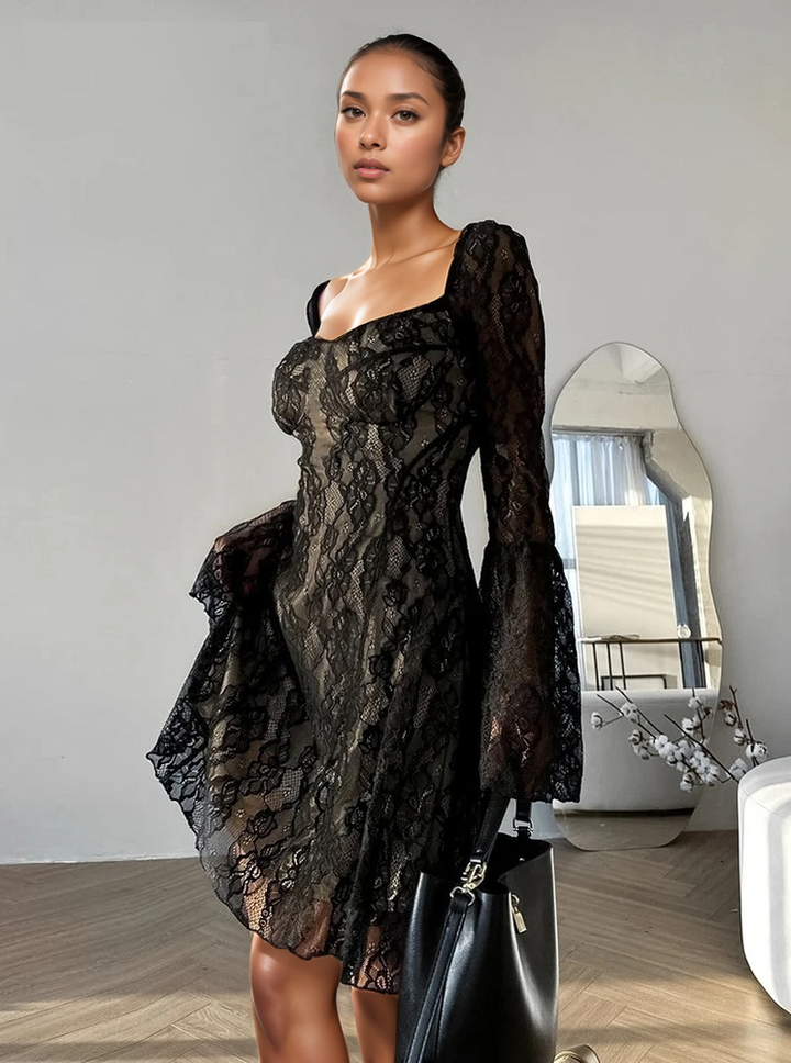 Darling Charisma Black Lace Sheer Mini Dress