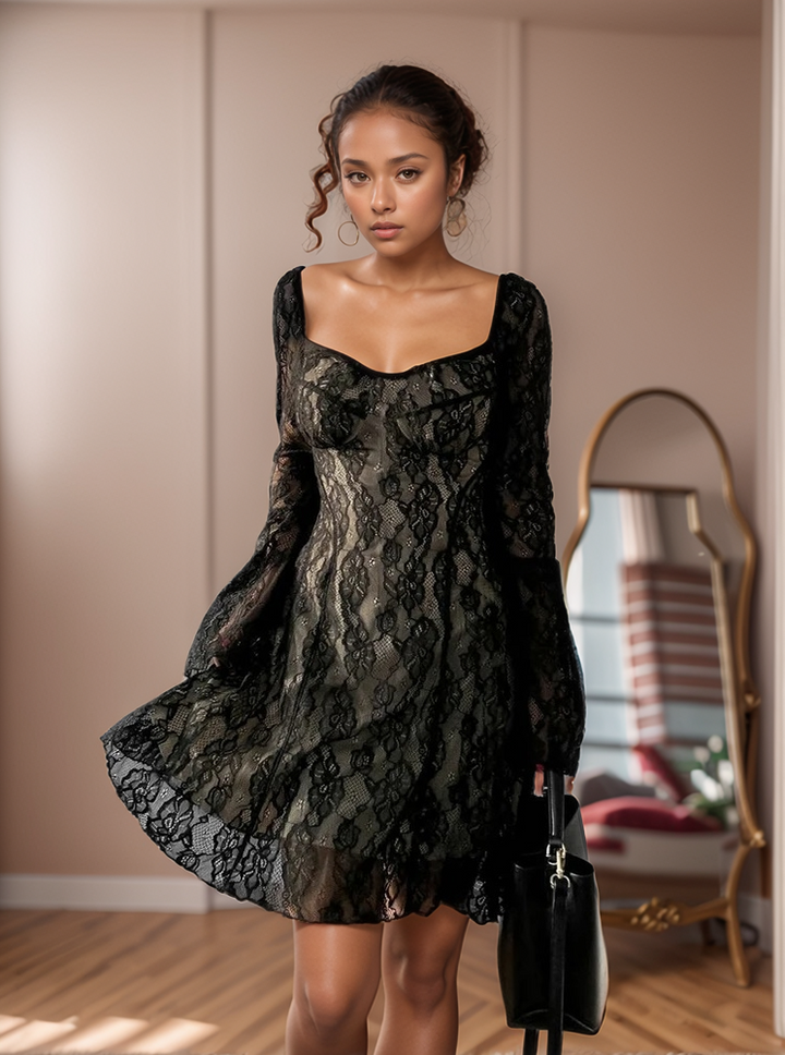 Darling Charisma Black Lace Sheer Mini Dress