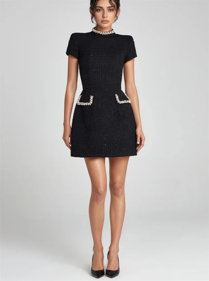 Khloe Lurex Tweed Rhinestone Mini Dress