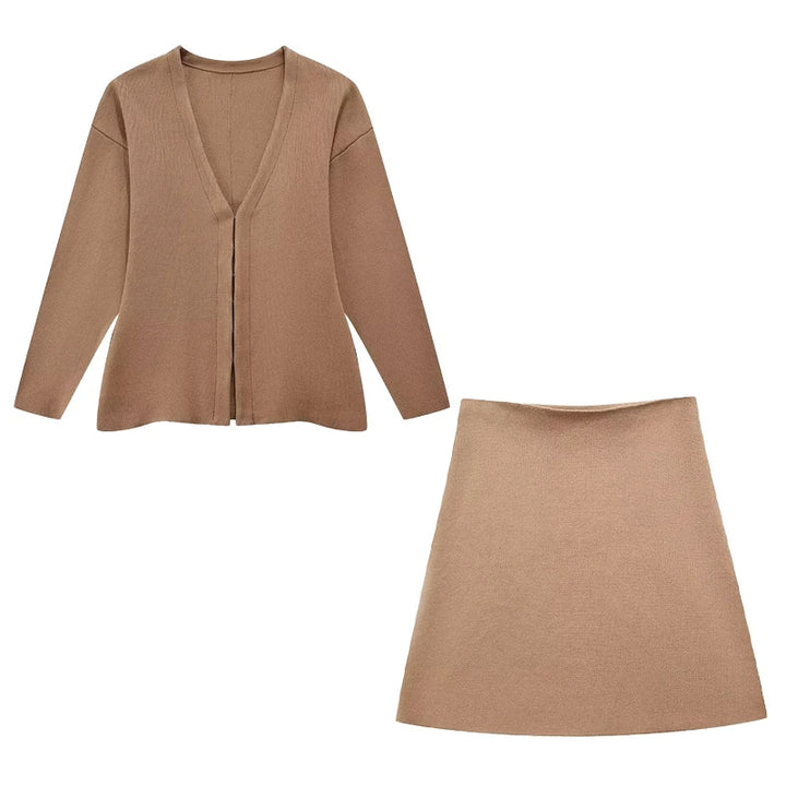 Too Perfect Two-Piece Knitted Cardigan & Mini Skirt