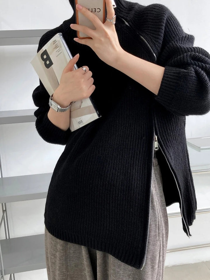 Luxurious Comfort Side Zipper Turtleneck Sweater