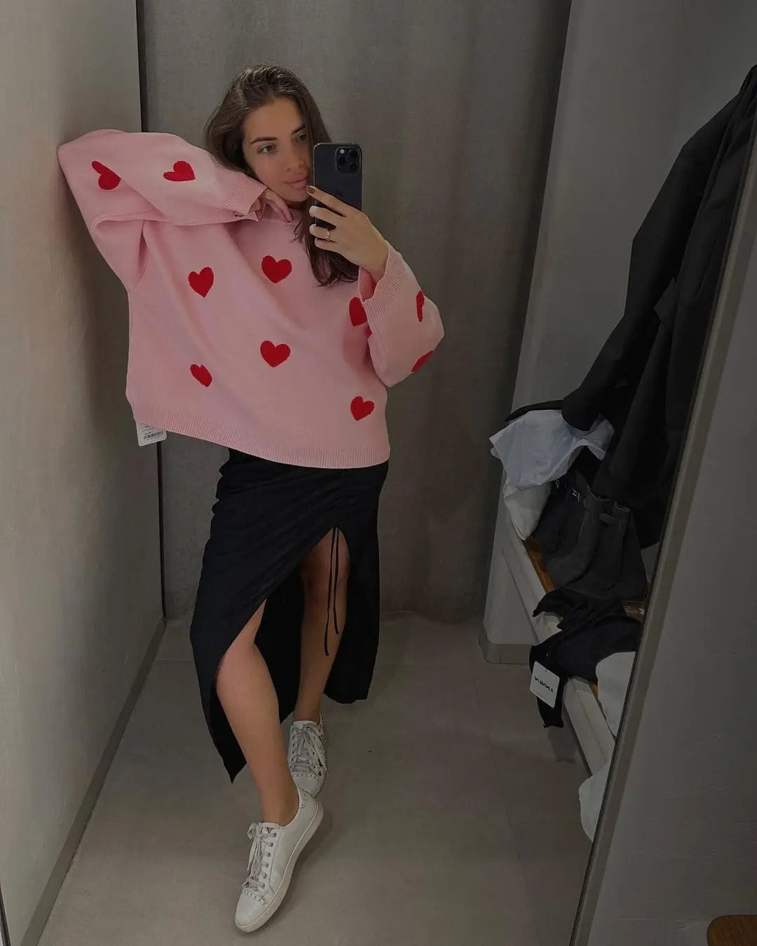 Oh My Love Embroidered Heart Oversized Sweater