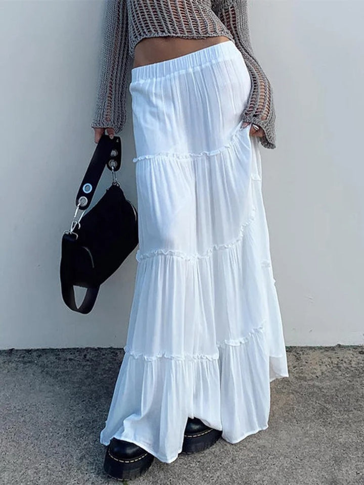 Relaxed Charm High Rise Tiered Maxi Skirt