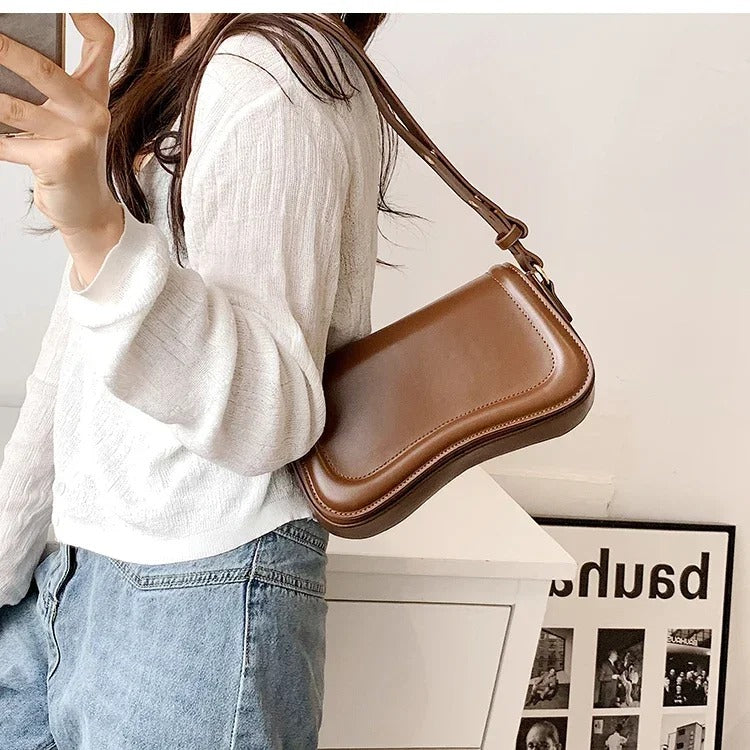 Trendy Wavy Flap Vegan Leather Handbag