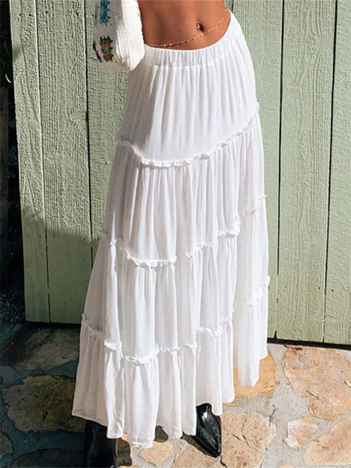 Relaxed Charm High Rise Tiered Maxi Skirt