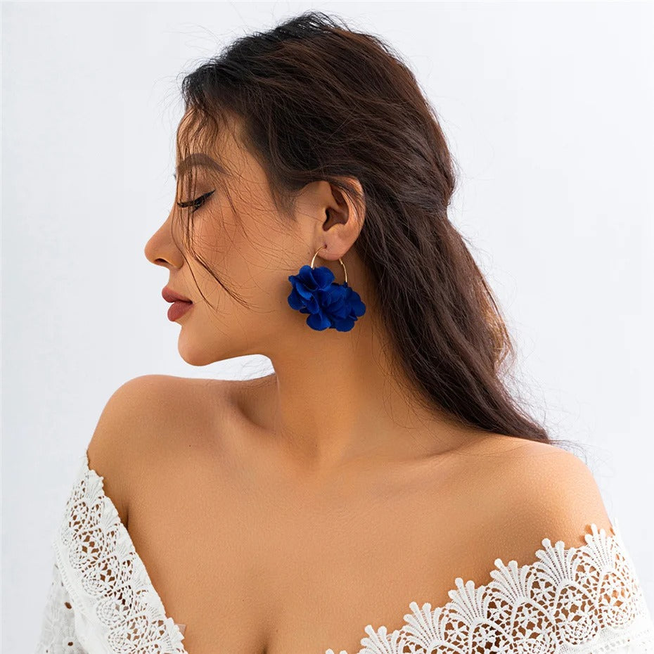 Velvet Rose Hoops Earrings