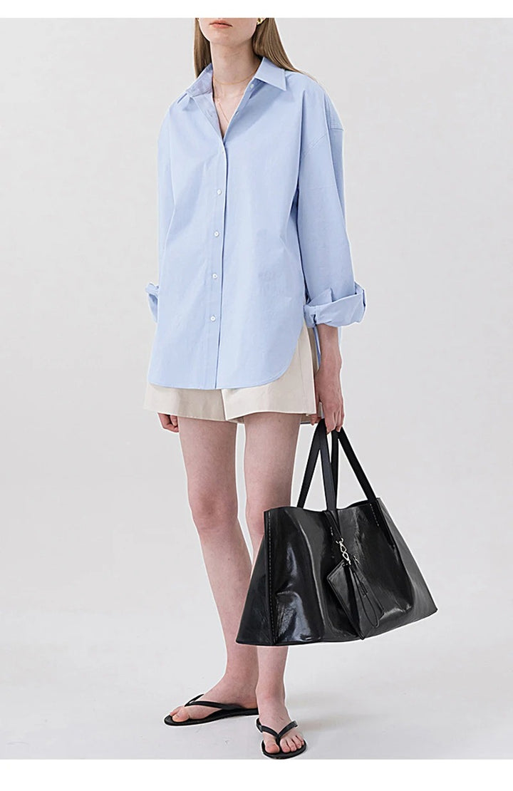 Easy To See Oversized Button-Up Top