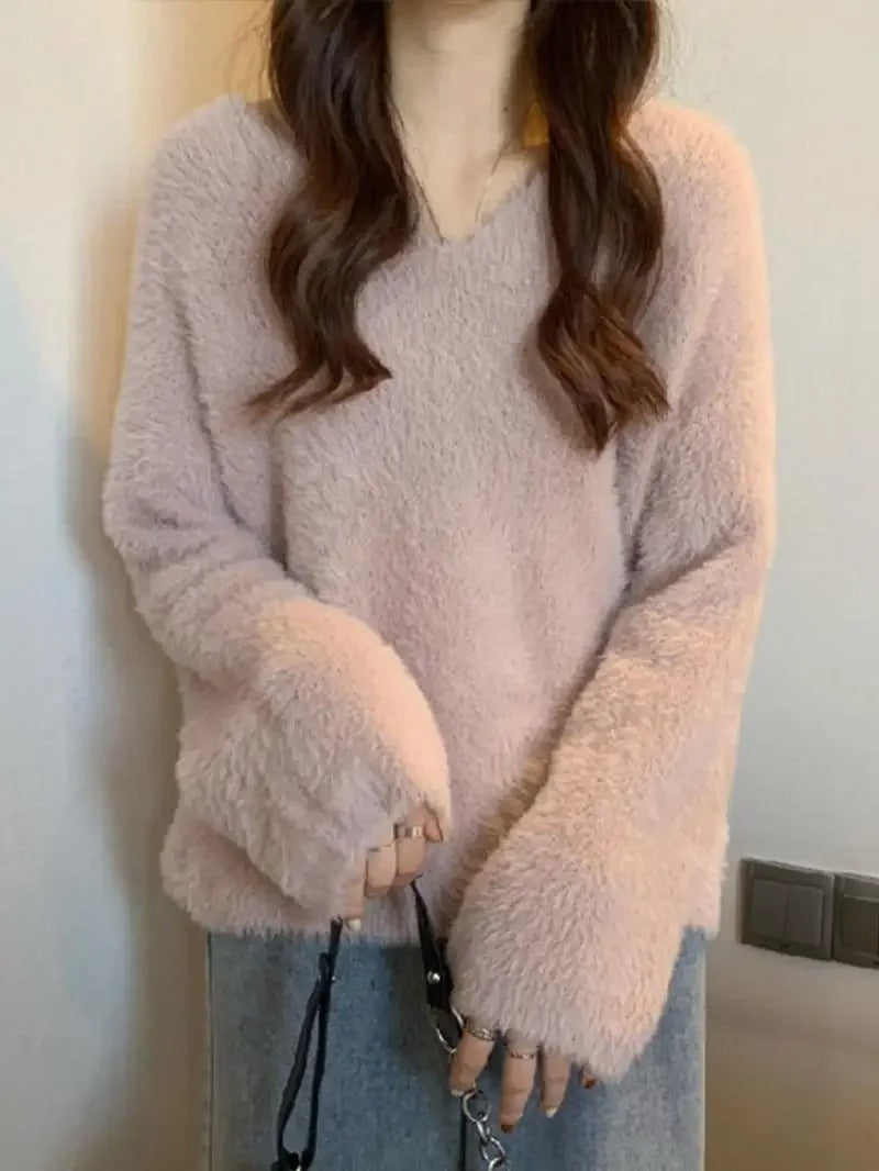 Chilly Moment Eyelash Knit Long Sleeve Sweater Top