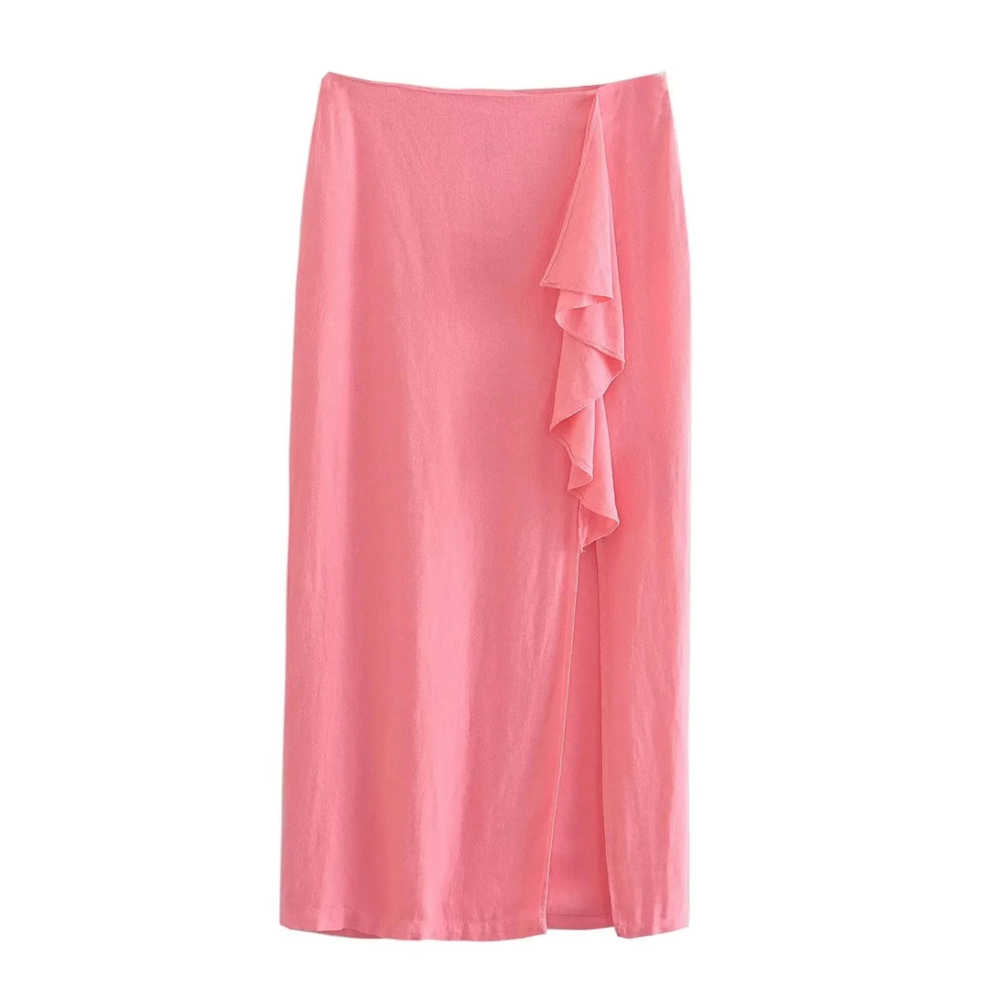 Leading the Trends Pink Ruched Crop Top and Skirt Set