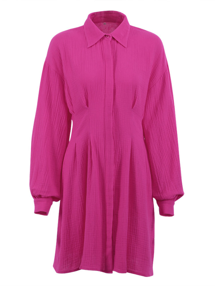 Totally Love Pleated Pink Shirt Dress