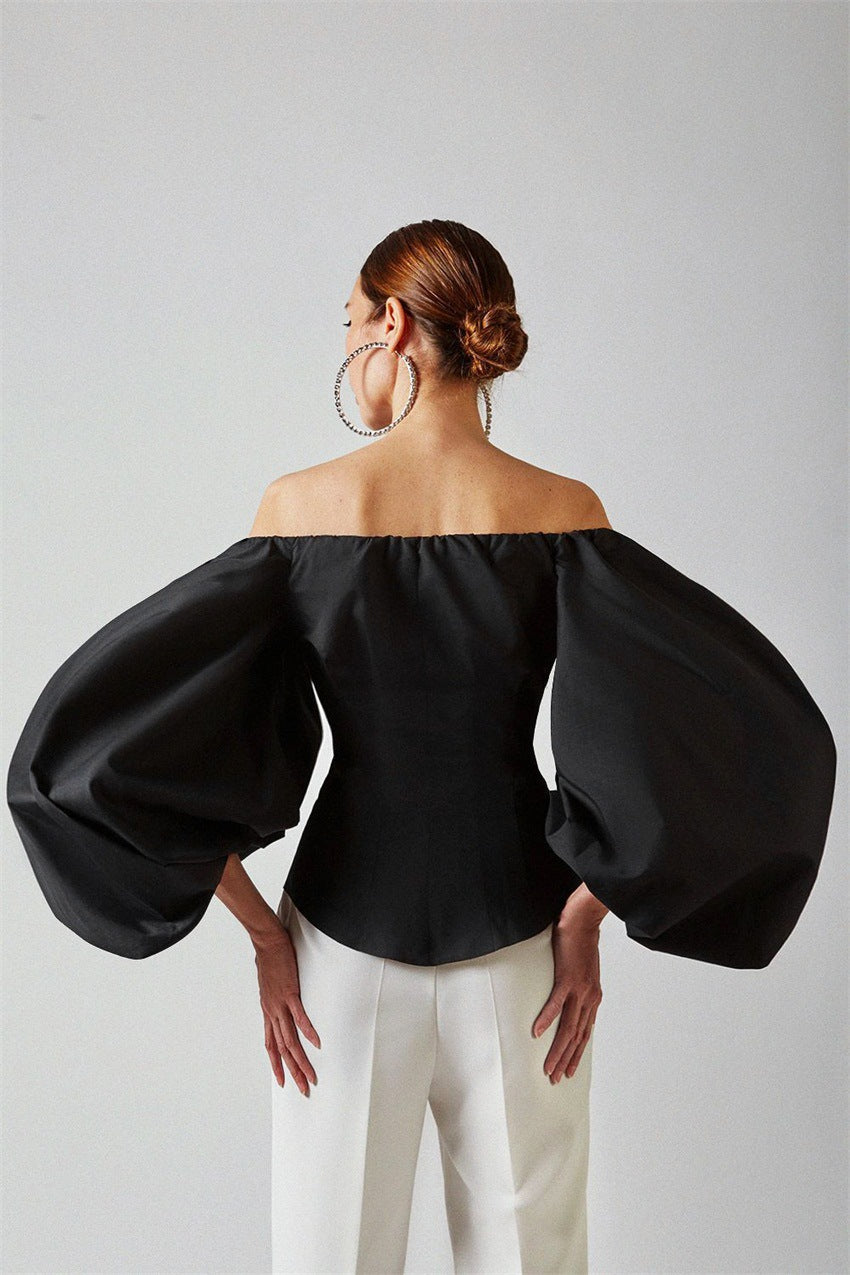 Easy Adoration Off Shoulder Long Balloon Sleeves Top