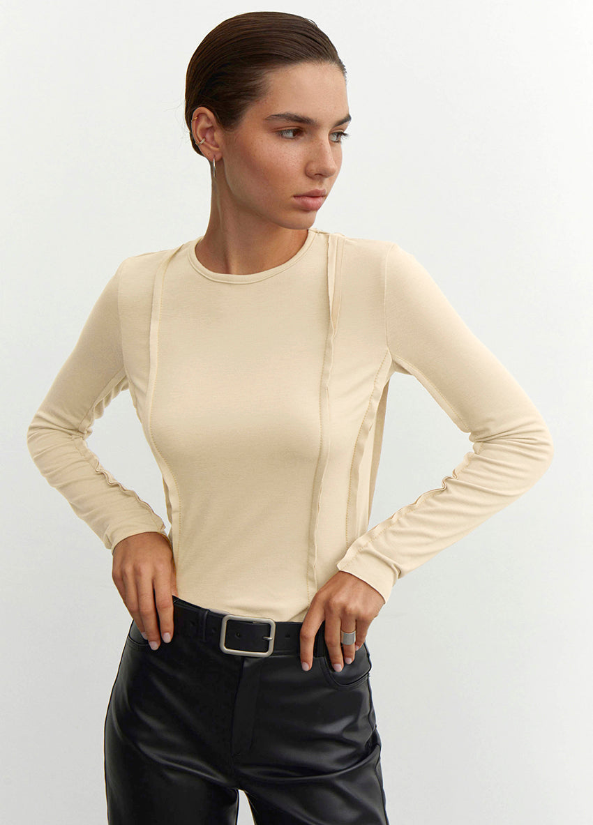 Kaylene Pleated Long Sleeve Knit Top