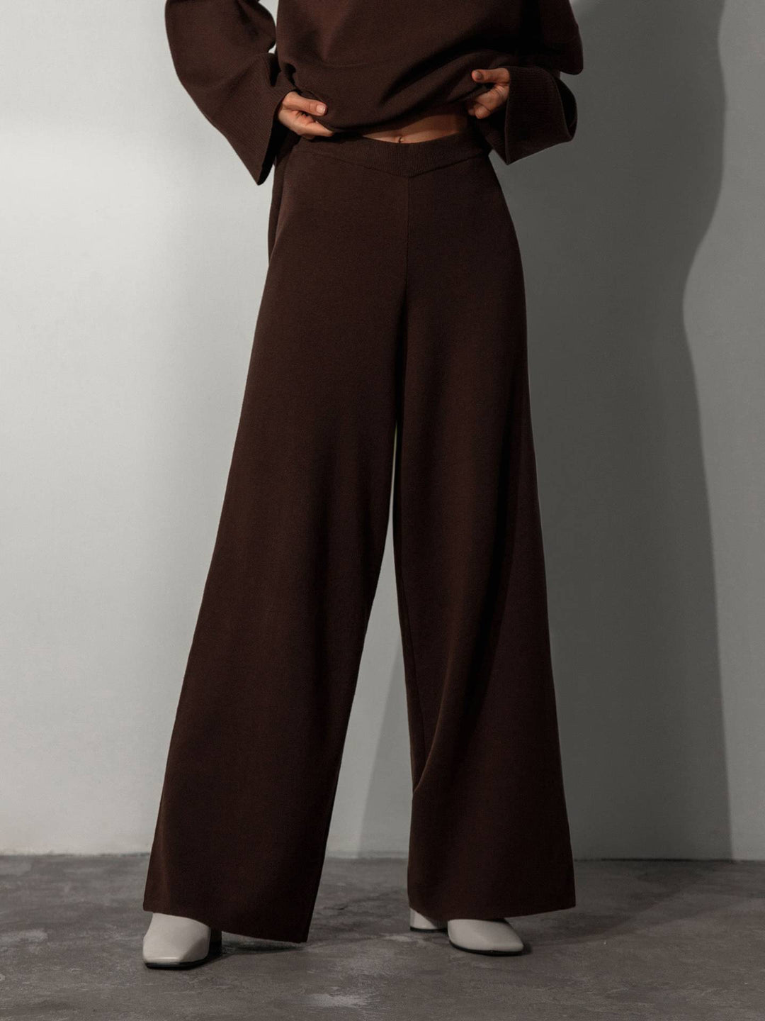 Refined Relaxation Asymmetrical Knitted Top & Bottoms Set