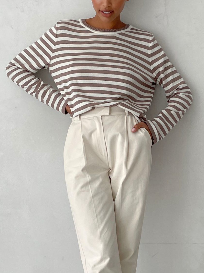 Anything is Posh-ible Long Sleeves Striped Top