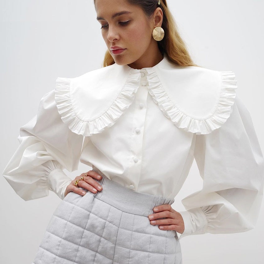 Claudine Ruffle Doll Collar Long Sleeves Top