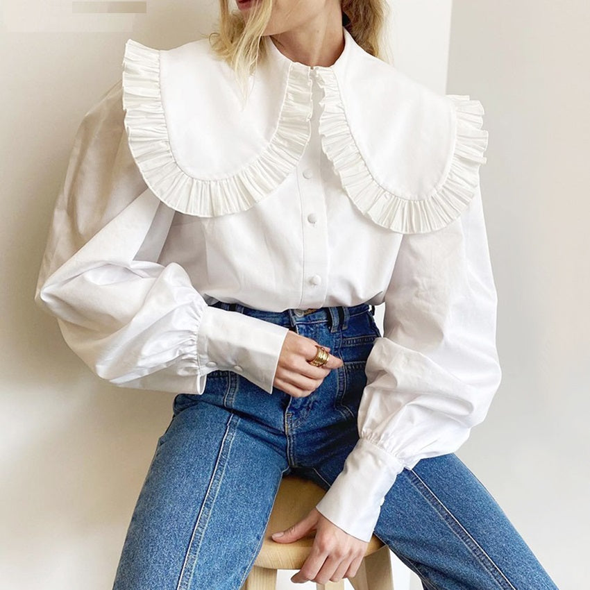 Claudine Ruffle Doll Collar Long Sleeves Top