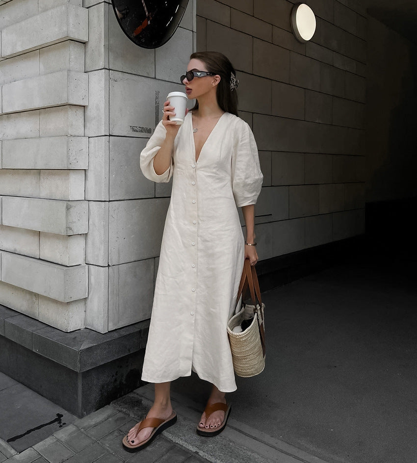 Flourishing Feelings Vintage Floral Print Puff Sleeve Dress