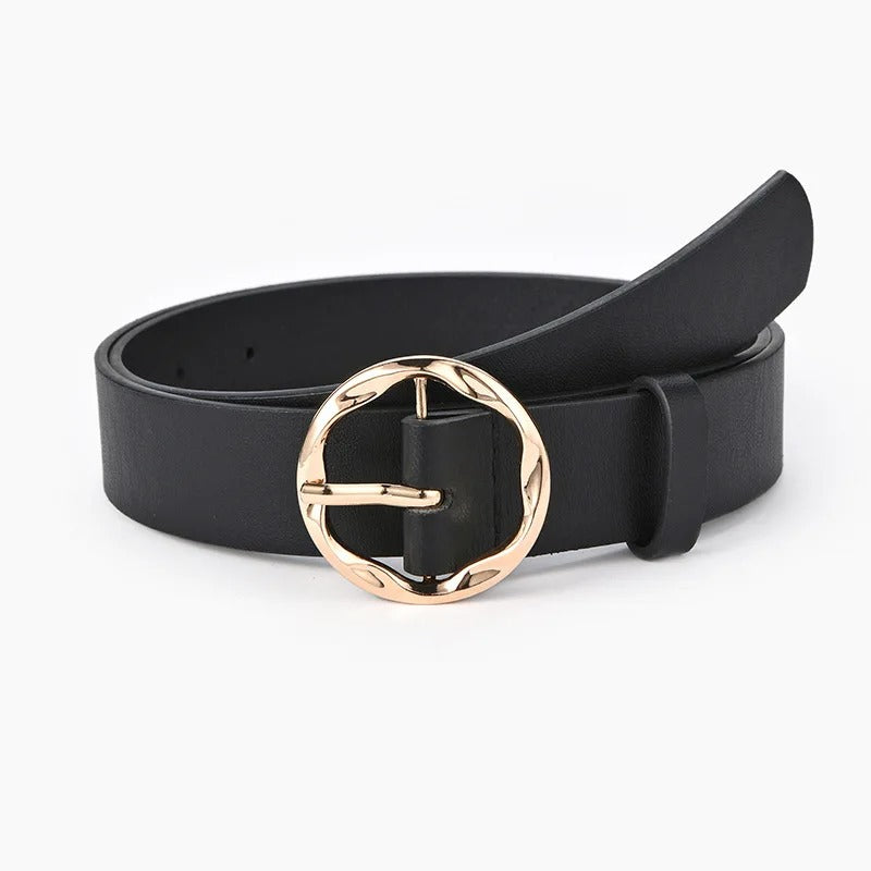 Animal Print Golden Round Buckle Belt