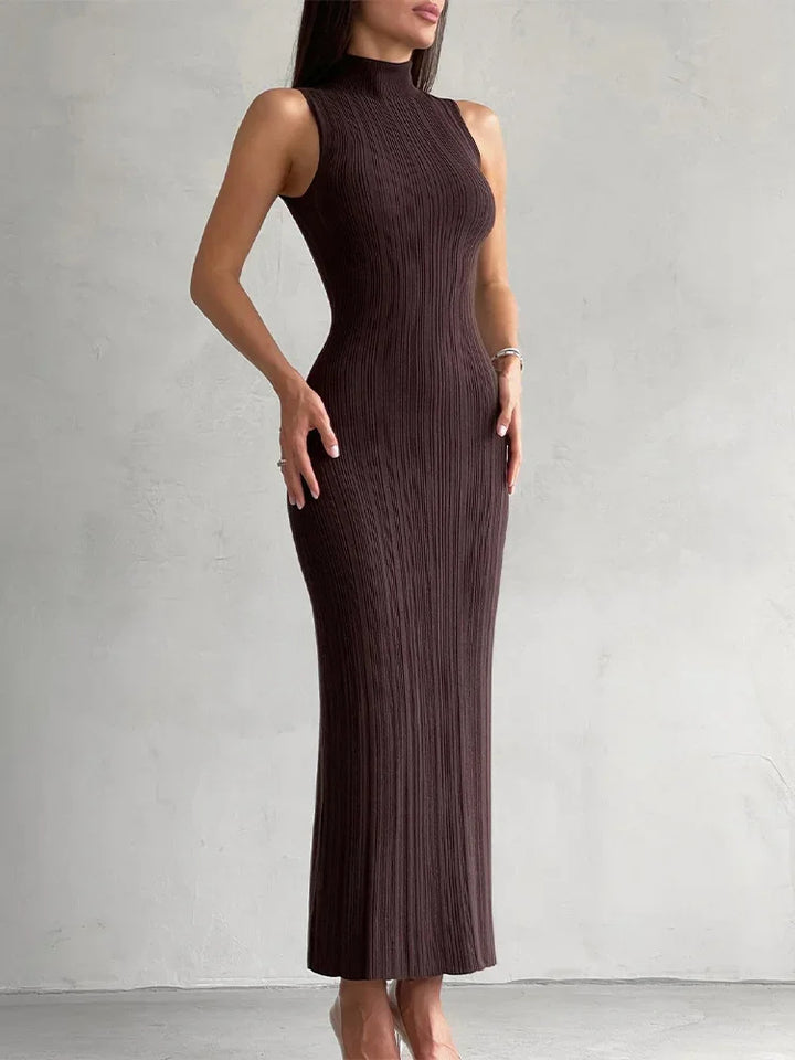 Trendsetting Ribbed Textured Sleeveless Maxi Dress