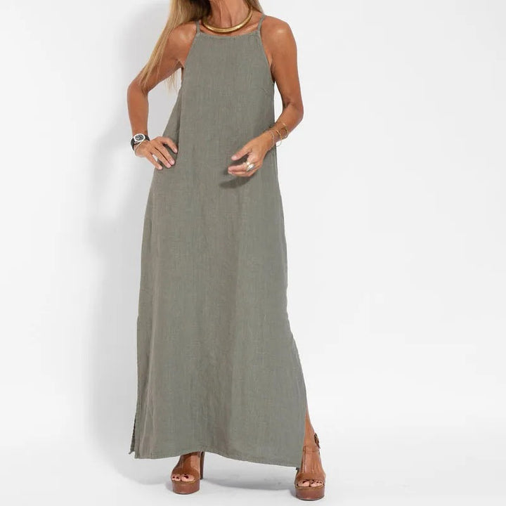 Spring Essence Sleeveless Side Slits Maxi Dress