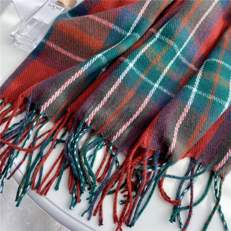 Falling For You Plaid Fringe Scarf