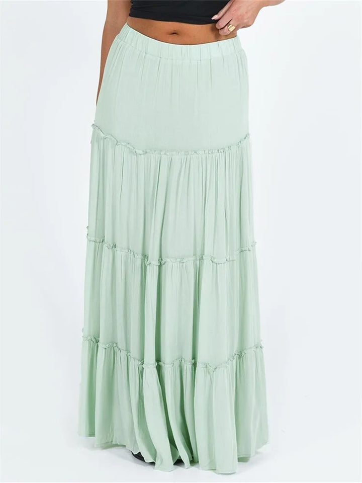 Relaxed Charm High Rise Tiered Maxi Skirt