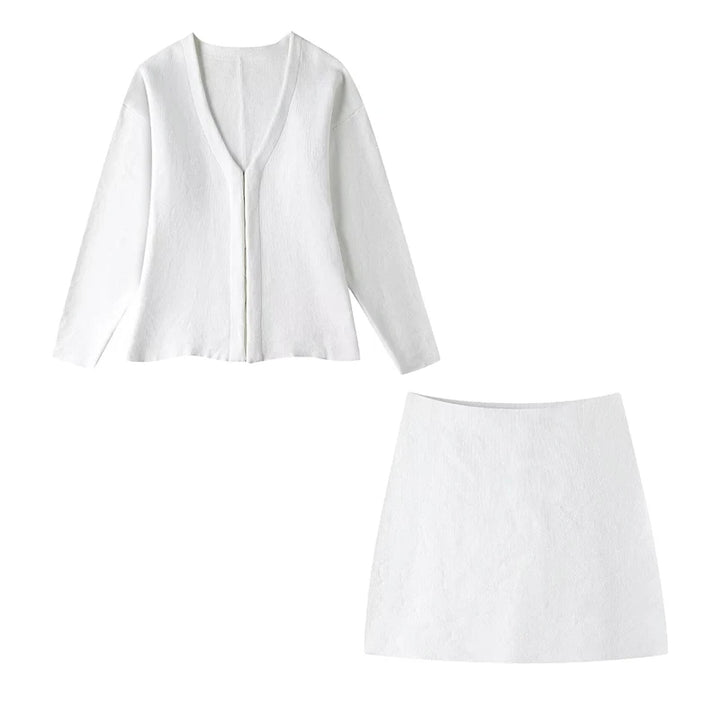 Too Perfect Two-Piece Knitted Cardigan & Mini Skirt