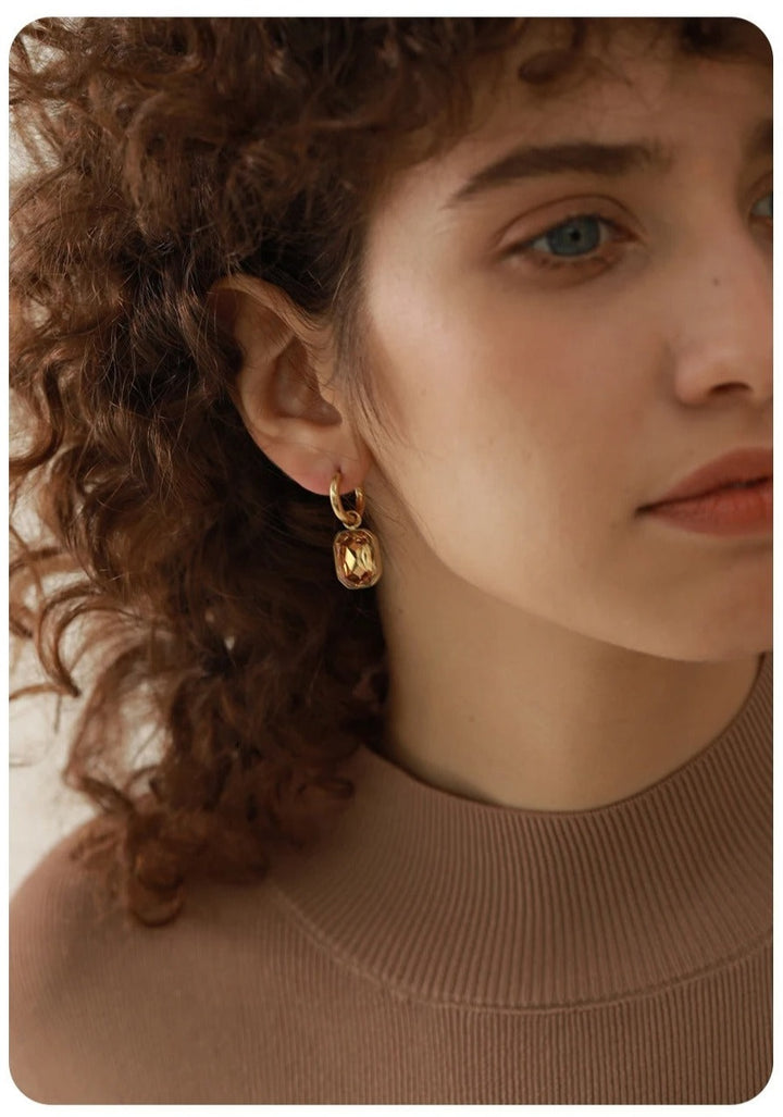 Cubic Zicronia Gold Color Drop Earrings