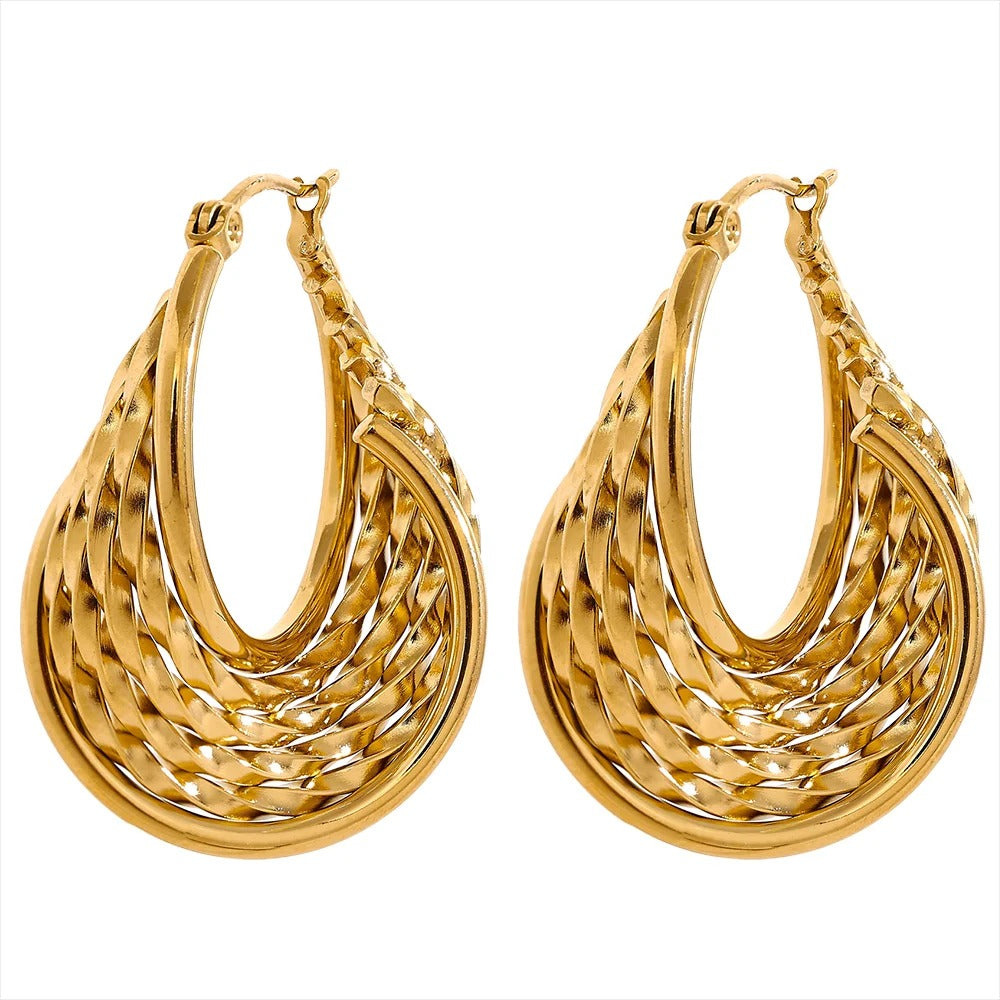 Mesmerizing Gold Twisted Hoop Earrings