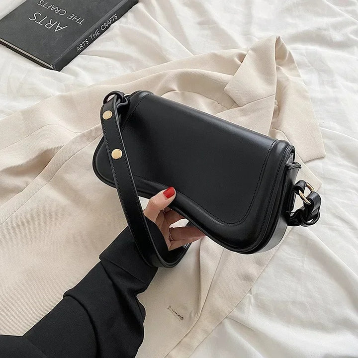 Trendy Wavy Flap Vegan Leather Handbag