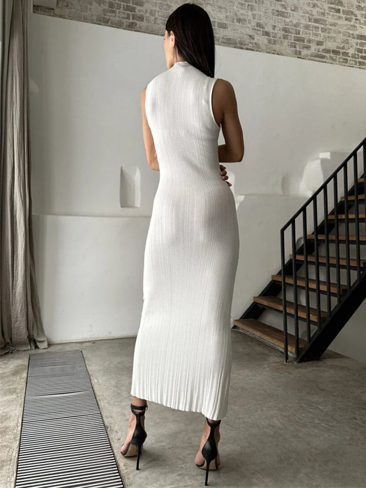 Trendsetting Ribbed Textured Sleeveless Maxi Dress