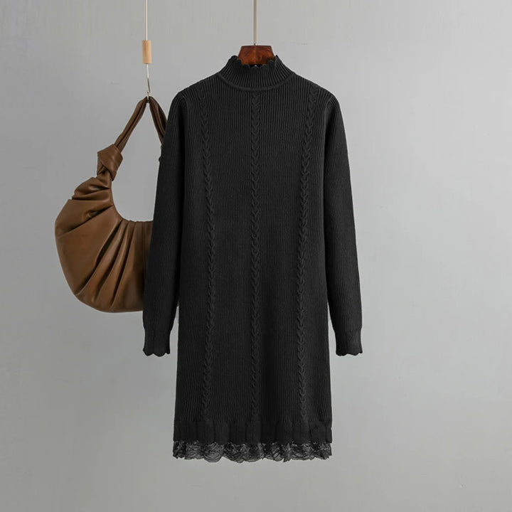 Rabina Lace Trim Hem Sweater Dress