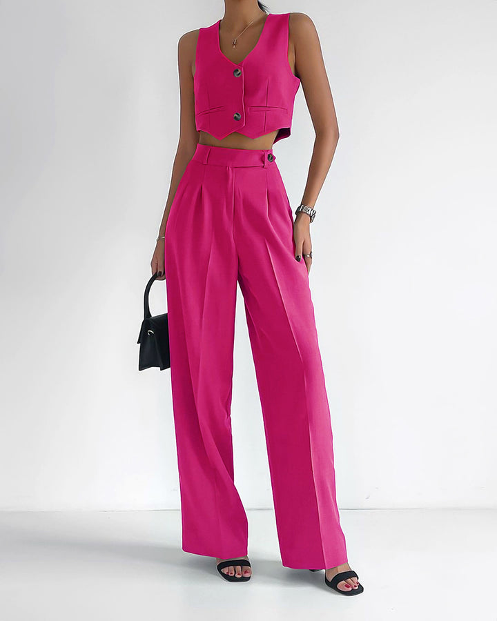 Flaunt It Like That Cropped Vest & Pant Set