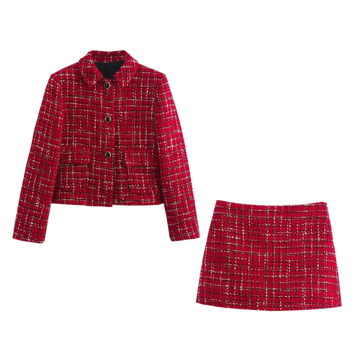 Renée Red Tweed Jacket & Skort Set