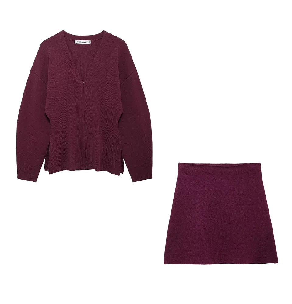 Too Perfect Two-Piece Knitted Cardigan & Mini Skirt