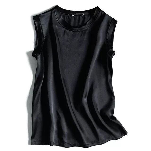 Easy Excellence Satin Crew Neck Tank Top