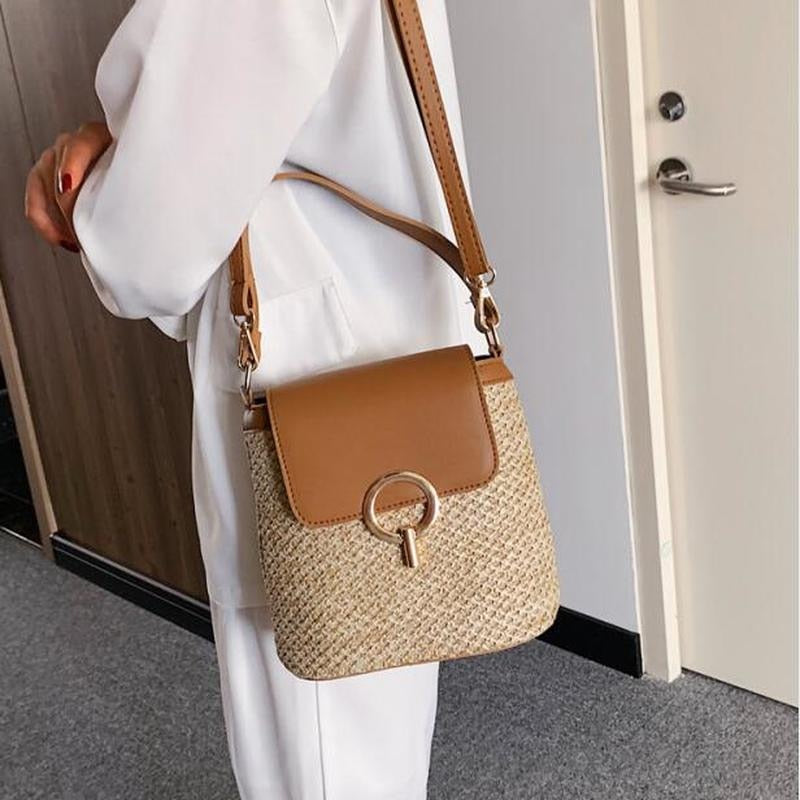 Coco Adorable Natural Woven Straw Shoulder Crossbody Bag Bags