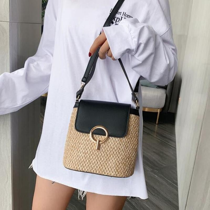 Coco Adorable Natural Woven Straw Shoulder Crossbody Bag Bags