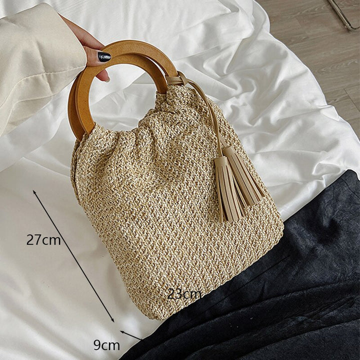 Coco Beach Sunshine Rattan Bucket Woven Handbag Bags