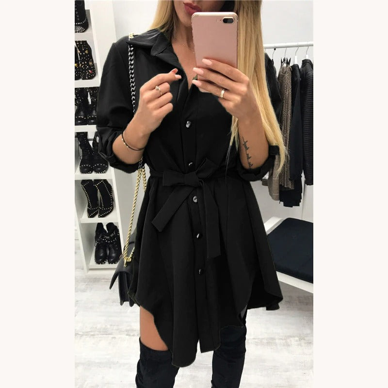 Coco Easy To See Irregular Hem Shirt Dress Coco dress Black / S