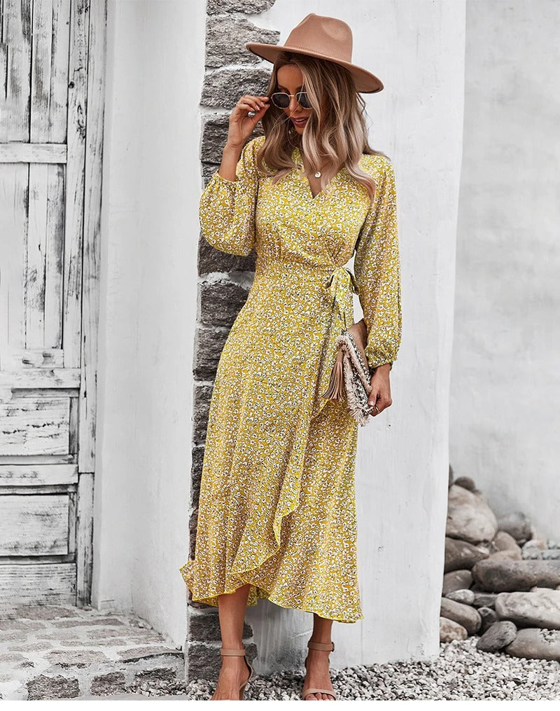 Coco Brittany Delicate Floral Print Wrap Midi Dress Coco dress