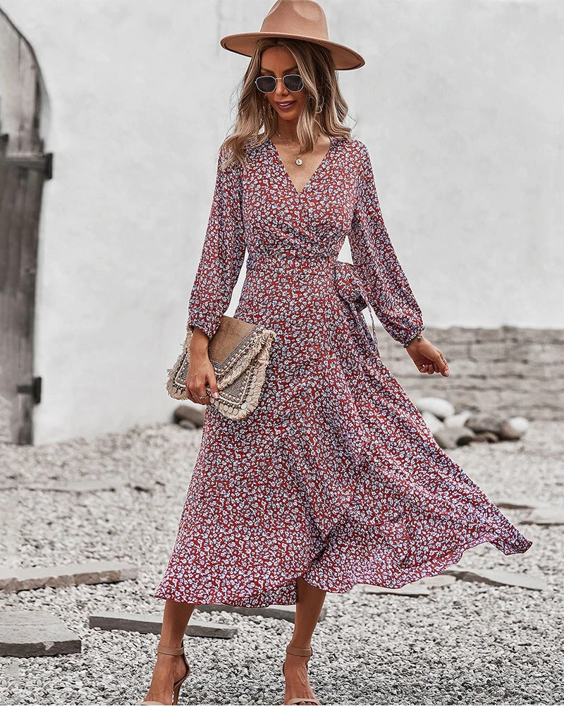 Coco Brittany Delicate Floral Print Wrap Midi Dress Coco dress