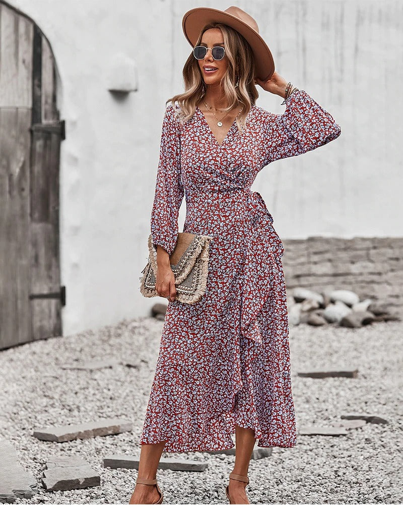 Coco Brittany Delicate Floral Print Wrap Midi Dress Coco dress